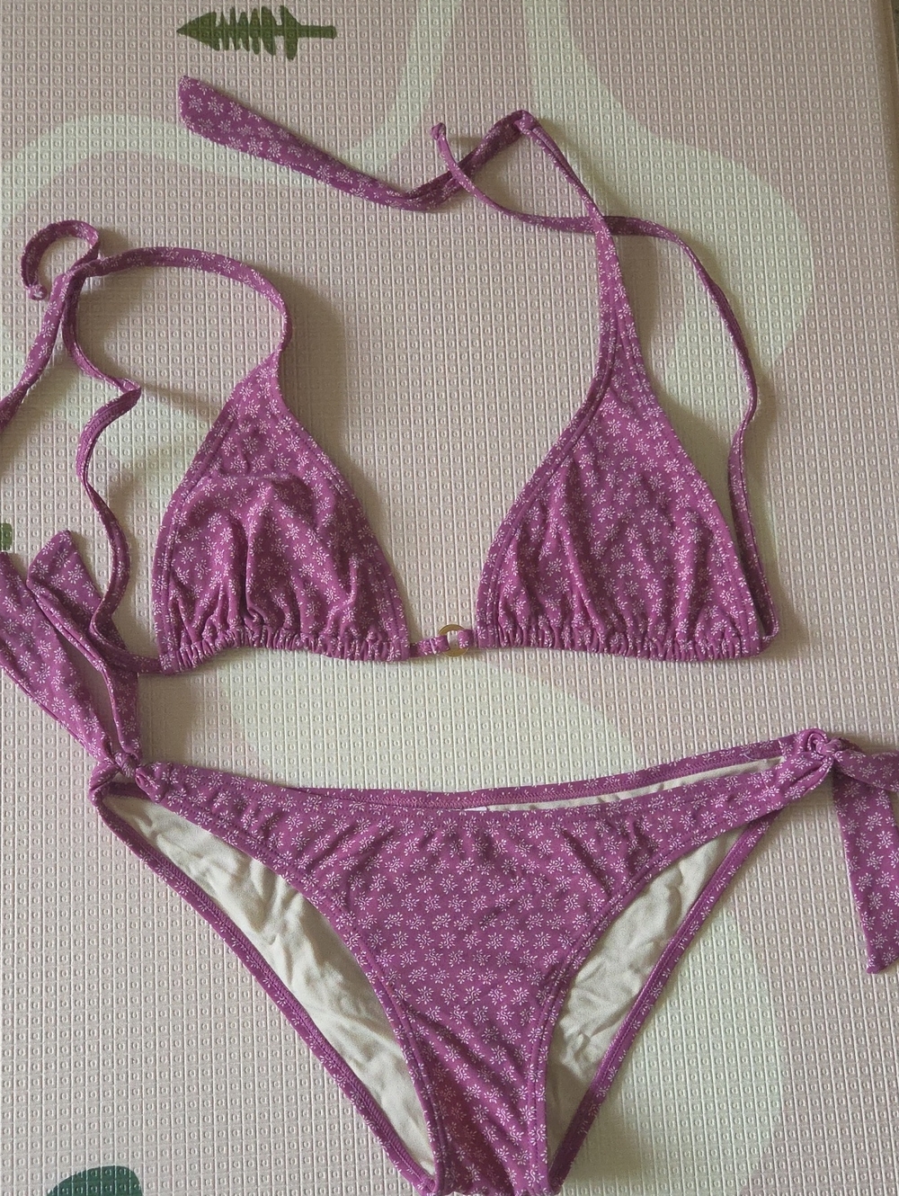 Women’s Purple Floral Triangle Bikini Set